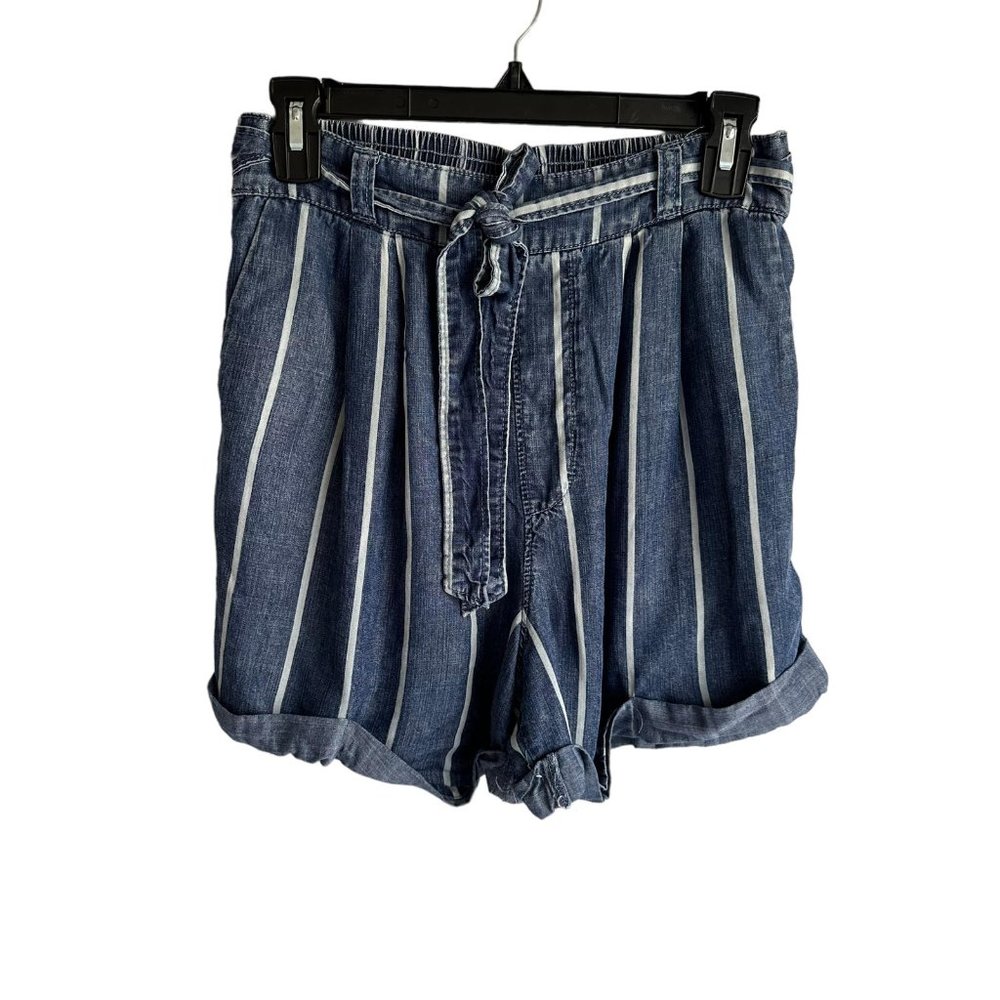 UNIVERSAL THREAD Denim Striped Lyocell Ladies Casual Paperbag Shorts, S